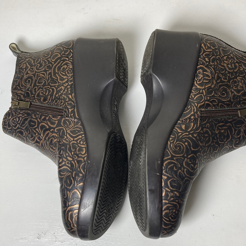 Alegria Boots Womens 38 Ever Roar Chelsea Bootie Brown Leather Zebra Print Wedge - Picture 11 of 16